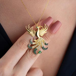 Phoenix Necklace, Phoenix Pendant Meaningful Gift for Women, Symbol of Rebirth, Zircon Gemstone