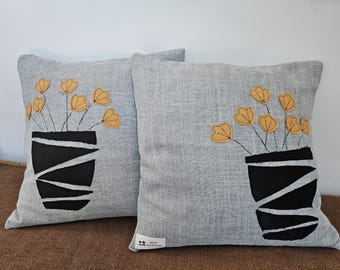 Handmade Floral Cushion Covers – Set of 2 – Botanical Flower Pillow Covers