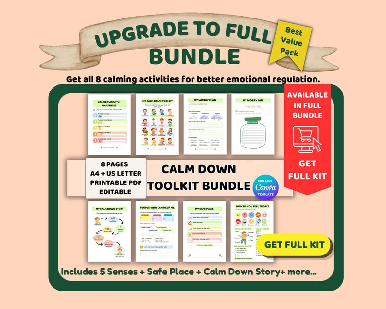 Calm Down Activities for Kids, 5 Senses Calming Worksheet, Emotional ...