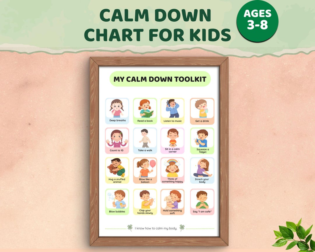 Calm Down Poster for Kids, Feelings Chart Printable, Calm Corner Chart ...