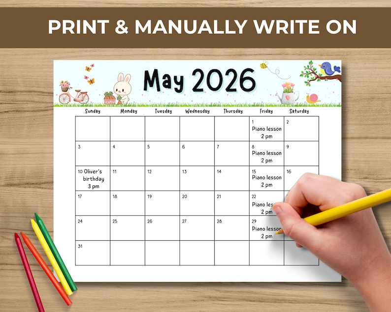 2026 Calendar Printable for Kids, Cute Monthly Homeschool Planner, Kids ...