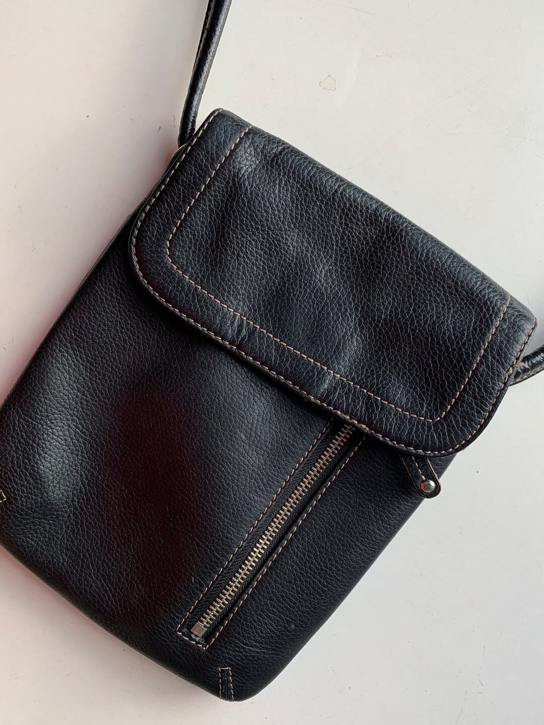 Black Leather Tignanello Crossbody Bag Etsy UK