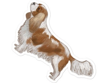 Hand Drawn Cavalier King Charles Spaniel Sticker, Dog Water Bottle sticker, Laptop sticker, Cute Dog Sticker