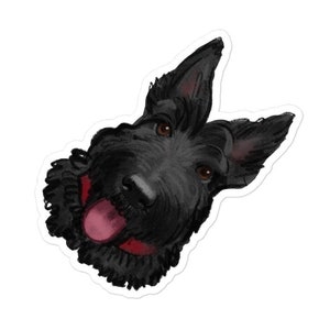 Handgezeichneter Scottie Hundeportrait Aufkleber, Hundewasserflasche Aufkleber, Laptop Aufkleber, Scottish Terrier Aufkleber