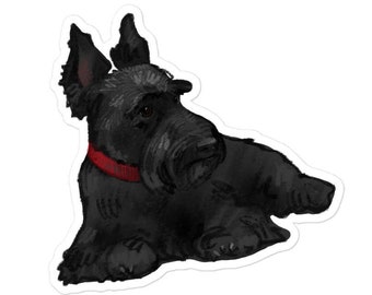 Hand Drawn Scottie dog Sticker, Dog Water Bottle sticker, Laptop sticker, Scottish terrier Sticker