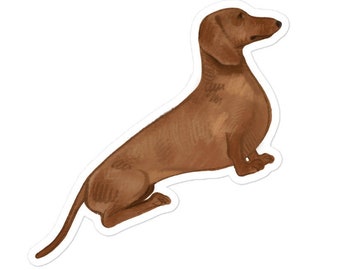 Handgezeichneter Dackel Aufkleber, Wiener Hund Wasserflasche Aufkleber, Laptop Aufkleber, Hunde Aufkleber