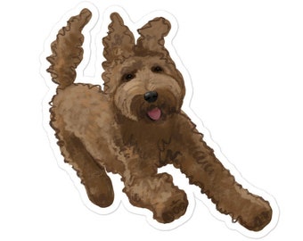 Hand Drawn Labradoodle Sticker, Dog Water Bottle sticker, Laptop sticker, Golden Doodle Sticker