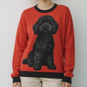 Unisex Knitted Black Cockapoo sweater, Black Doodle Sweater