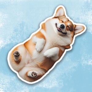Happy Cute Corgi Sticker, Cute Dog Water Bottle sticker, Laptop sticker