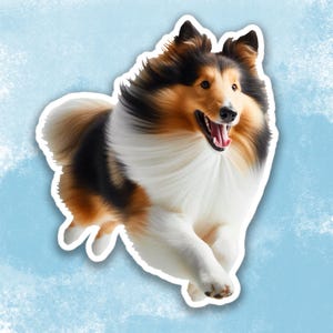 Adesivo Rough Collie, adesivo carino per bottiglia d'acqua per cani, adesivo per laptop