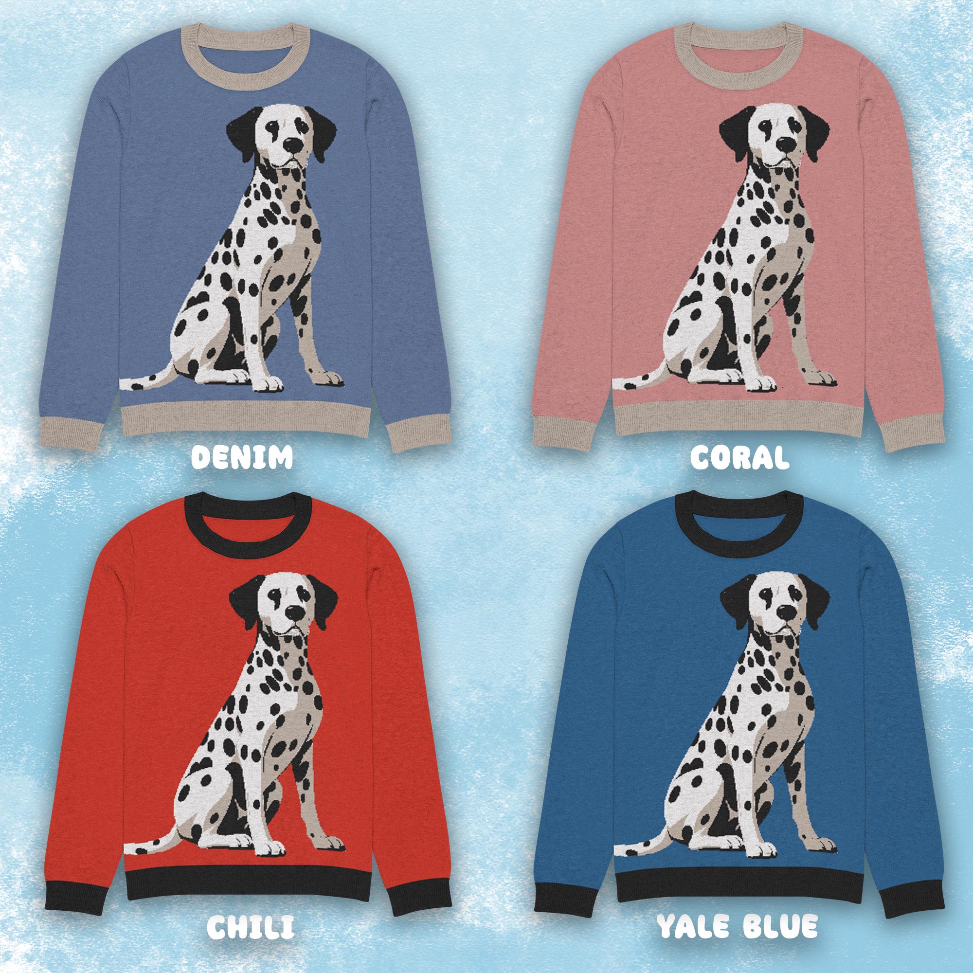 Unisex Knitted Dalmatian Sweater, Dalmatian Dog Pullover Sweater