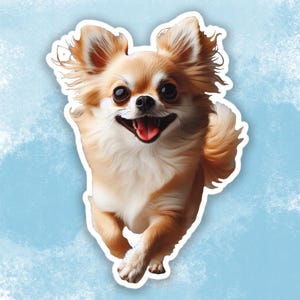 Happy Chihuahua Sticker, Cute Dog Water Bottle sticker, Laptop sticker