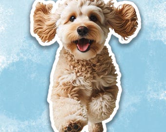 Happy Doodle Sticker, Cute Dog Water Bottle sticker, Cockapoo sticker