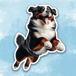 Sticker springende Berner sennenhond, sticker schattige hond waterfles, laptopsticker