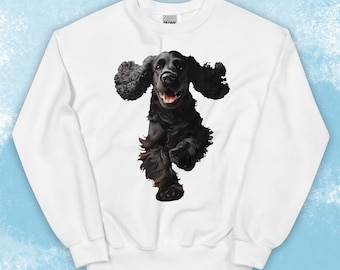 Unisex Black Cocker Spaniel Sweatshirt, Crewneck Sweatshirt
