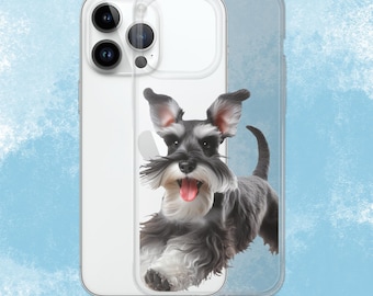 Happy Schnauzer Clear Case for iPhone, Dog iPhone case
