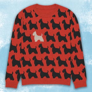 Unisex Knitted Scottie sweater, Wheaten Scottie Dog Sweater