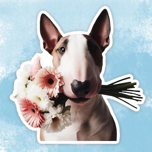 Bull Terrier Sticker, Cute Dog Water Bottle sticker, Laptop sticker
