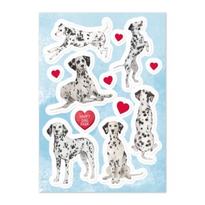 Handgezeichneter Dalmatiner Aufkleber, Hundeaufkleber, niedlicher Aufkleberbogen