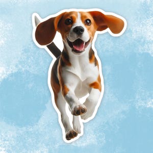 Happy Beagle Sticker, Cute Dog Water Bottle sticker, Laptop sticker