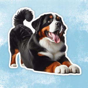 Sticker Happy Berner Sennenhond, sticker schattige hond waterfles, laptopsticker