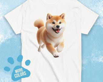 ユニセックス柴犬シャツ、かわいい犬シャツ、美的Tシャツ