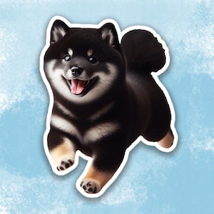 Black Shiba Inu Sticker, Cute Dog Water Bottle sticker, Laptop sticker