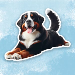 Sticker Berner sennenhond, sticker schattige hond waterfles, laptopsticker