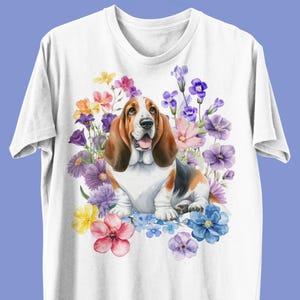 Unisex Basset Hound shirt, Floral Basset Hound dog shirt