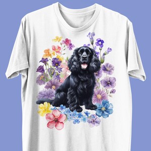 Unisex Black Cocker Spaniel shirt, Floral Black Cocker Spaniel dog shirt