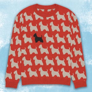 Unisex Knitted Scottie sweater, Scottish Terrier Dog Sweater