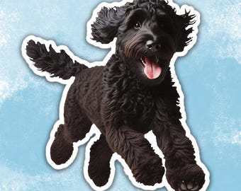 Naklejka Happy Black Doodle, naklejka Cute Dog Water Bottle, naklejka Labradoodle
