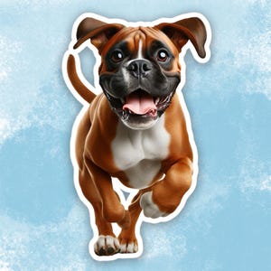 Glücklicher Boxer Hund Aufkleber, niedlicher Hund Wasserflasche Aufkleber, Laptop Aufkleber
