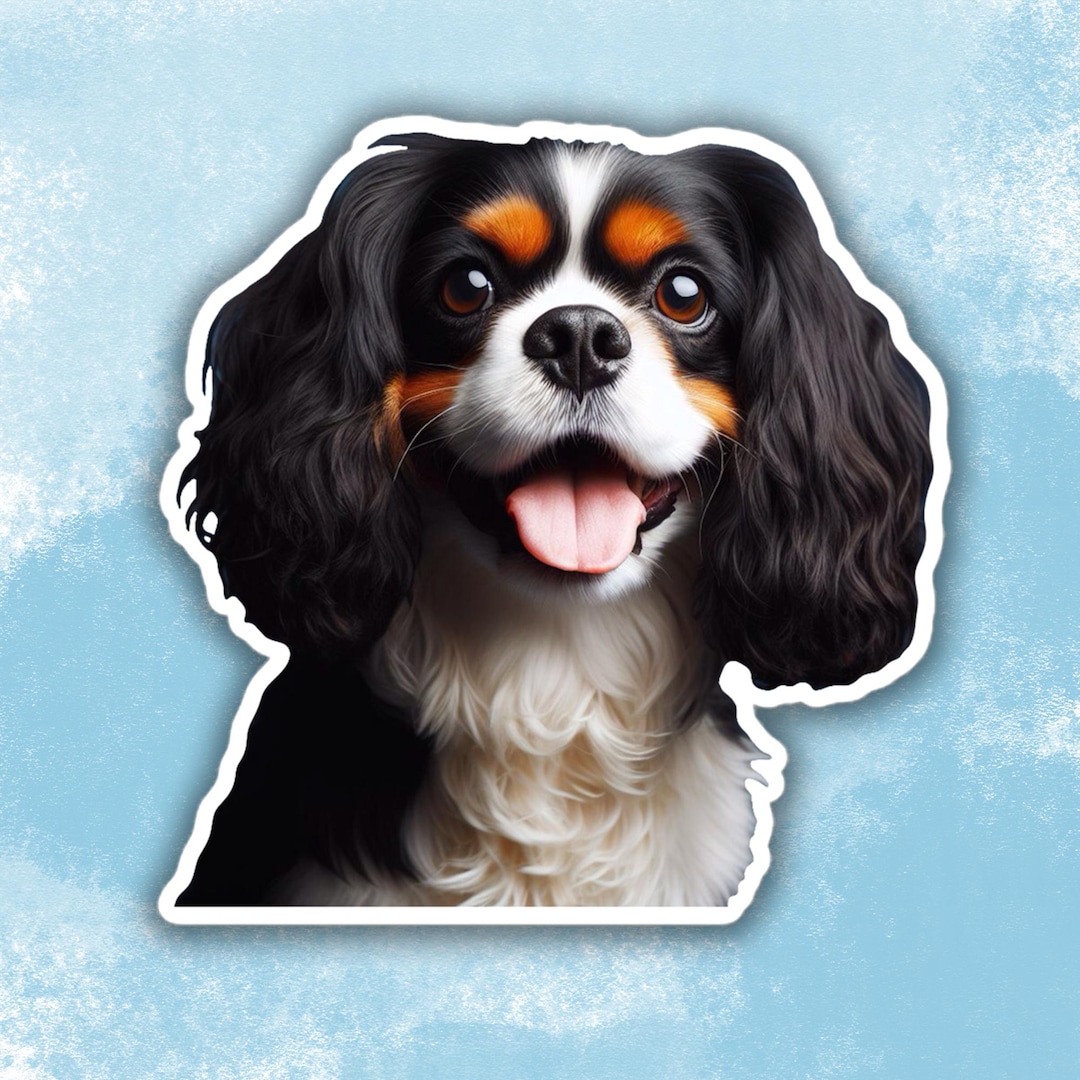 Black and Tan Cavalier King Charles Spaniel Sticker, Dog Water Bottle ...