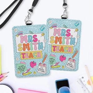Custom Teacher ID Badge Holder, Back To School Gift, Personalized Teacher ID Holder, Teacher Lanyard Accessories, New Teacher Gifts
