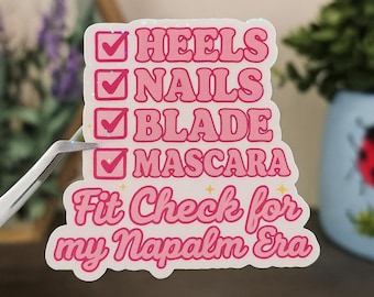 Heels Nails Blade Mascara, Fit Check for My Napalm Era, KPOP Vinyl Decal, Huntr/x Kpop Demon Hunters Fan Art Sticker, Kawaii Korean Pop Gift