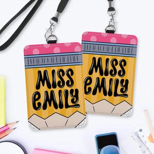 Custom Teacher ID Badge Holder, Back To School Gift, Personalized Teacher ID Holder, Teacher Lanyard Accessories, New Teacher Gifts