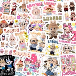 Conjunto de 5 adesivos Labubu (80 unidades), adesivos de monstro Labubu, adesivos para laptop, garrafas d&#39;água, scrapbooks, adesivos de desenho animado Kawaii, adesivos personalizados