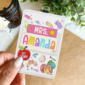 Custom Teacher ID Badge Holder, Back To School Gift, Personalized Teacher ID Holder, Teacher Lanyard Accessories, New Teacher Gifts