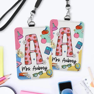Custom Name Letter Teacher ID Badge Holder, Back to School Gift,Personalized Teacher ID Holder,Teacher Lanyard Accessories,New Teacher Gifts