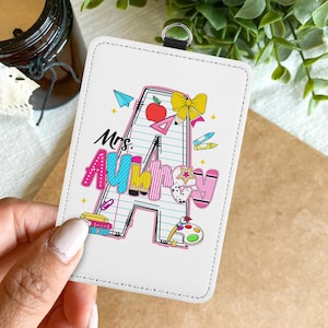 Custom Name Letter Teacher ID Badge Holder, Back to School Gift,Personalized Teacher ID Holder,Teacher Lanyard Accessories,New Teacher Gifts