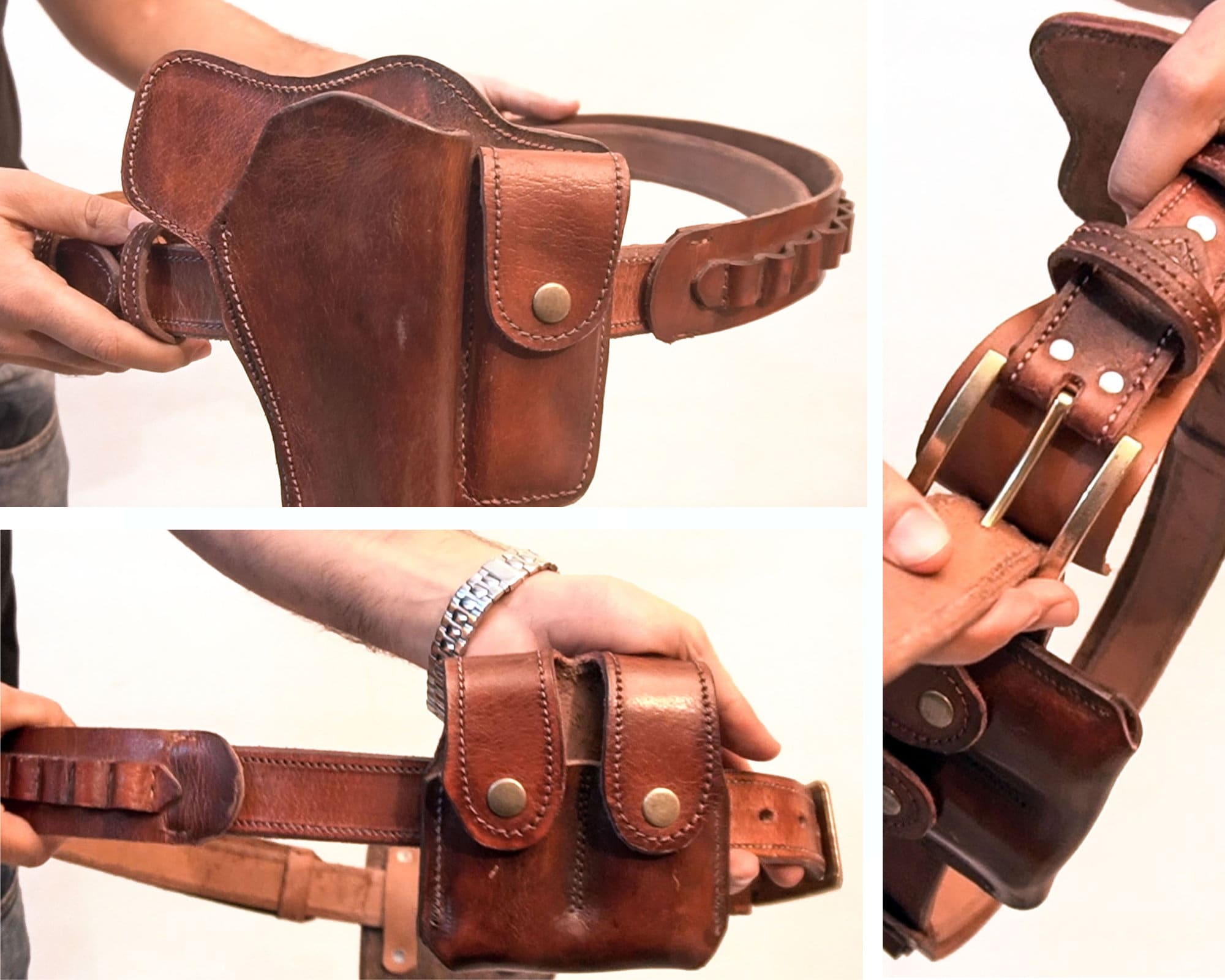 Western Cheyenne Style Holster and Cartridge Belt Combination-saa 
