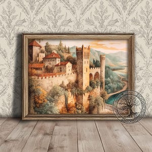 Medieval Castle Print, Middle Age Painting, Printable Wall Art, Instant Download