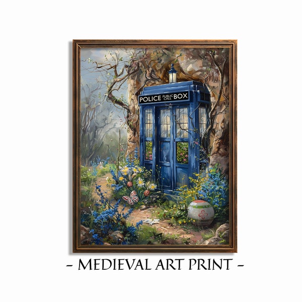 Tardis Painting, Dr Who Print, Easter Prints, Printable Digital Fan Art, Instant Download