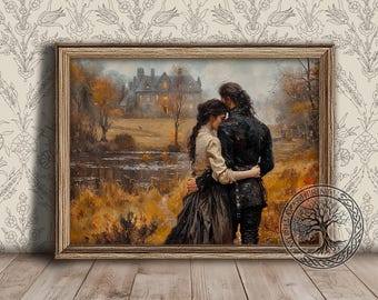 Outlander Print, Fall Scotland Landscape Painting, Printable Digital Fan Art, Instant Download