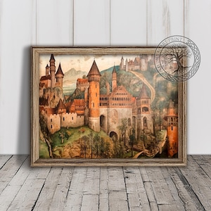 Medieval Castle Painting - Vintage Wall Art Print Printable Home Decor Victorian Wall Art Print