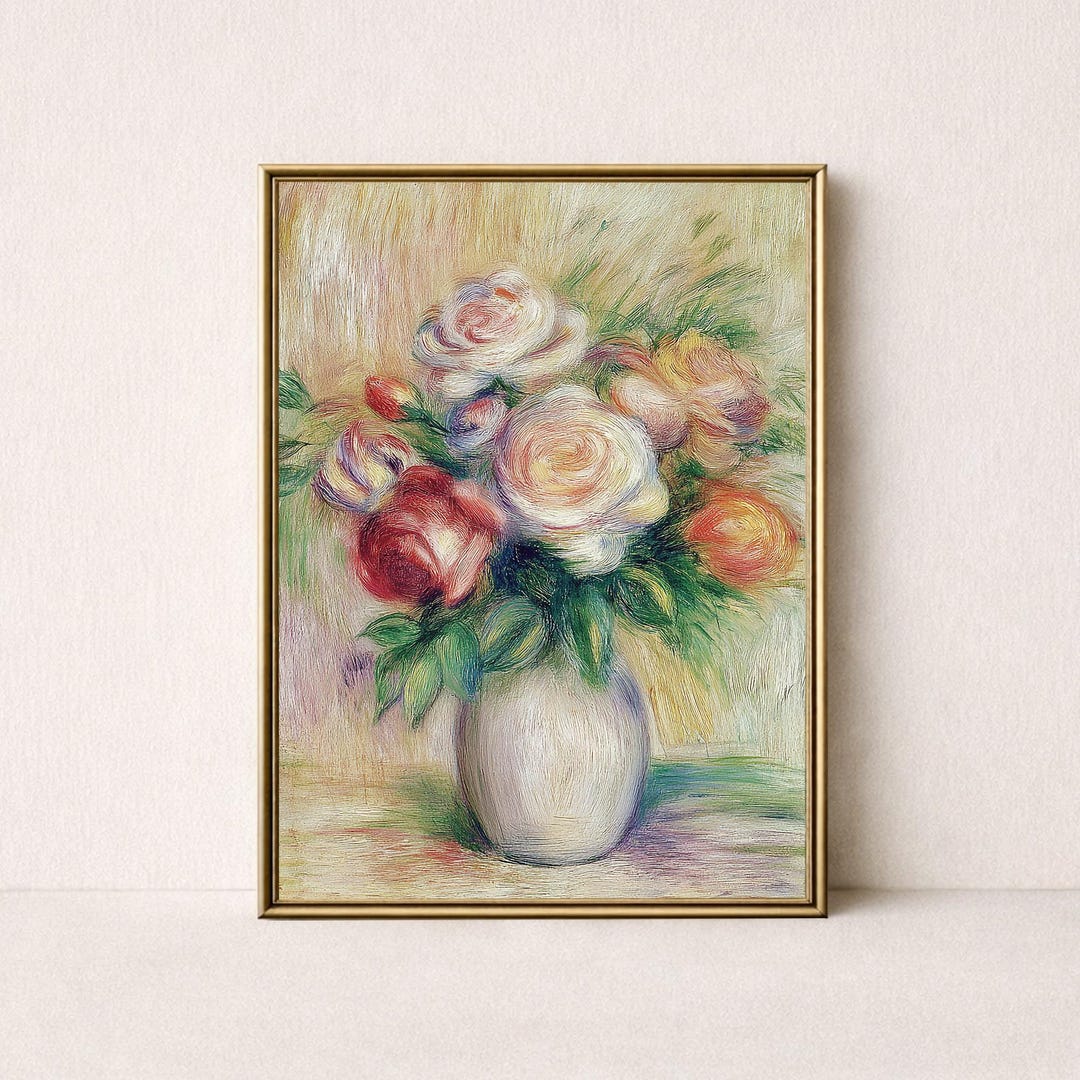 Vintage Wall Art PRINTABLE, Rose Bouquet Still Life Print, Digital ...