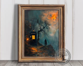 Dr Who Print, Tardis Painting, Doctor&#39;s Time Machine, Printable Digital Wall Art, Instant Download