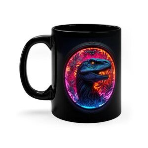 Fantasy Neon Dinosaur Mug, 11oz