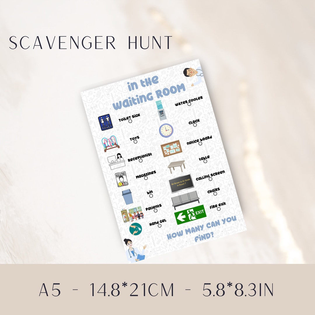 Waiting Room Game Scavenger Hunt Doctors/hospital Themed - Etsy